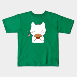 Cute cat on burger T-Shirt Kids T-Shirt